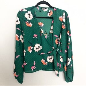 Express Green Wrap Style Blouse